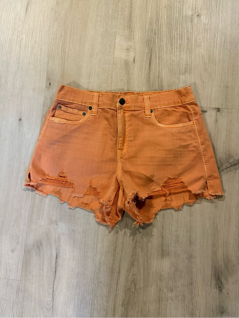 Aerie Women's Orange Distressed Denim Shorts